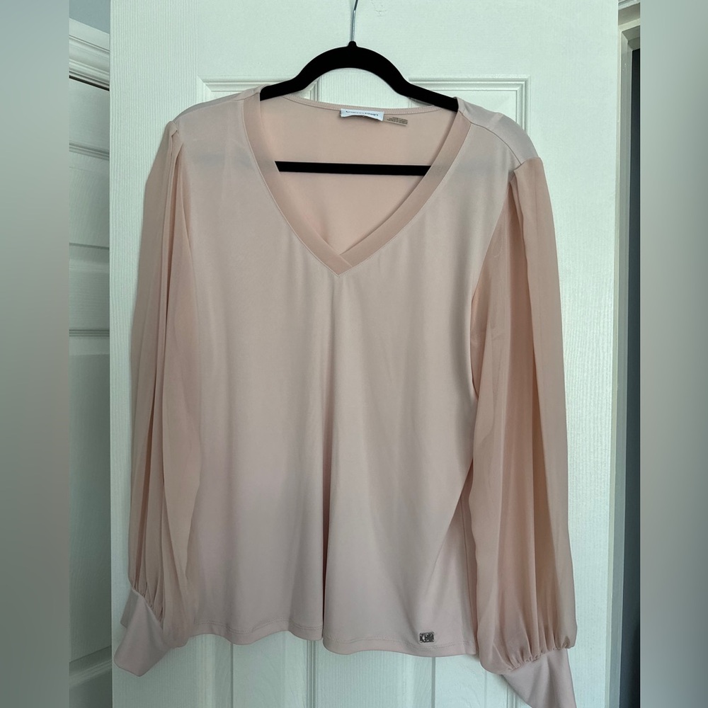 Calvin Klein Soft Blush V-Neck Blouse